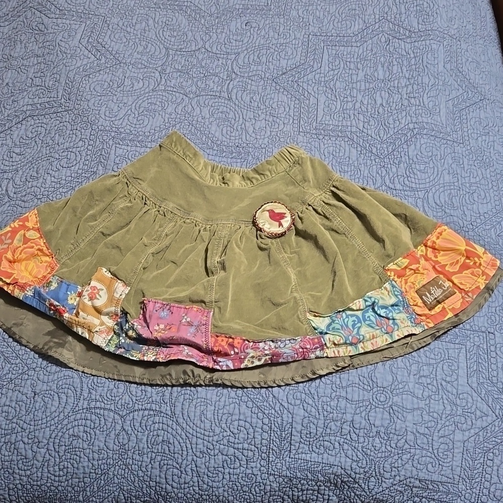 Matilda Jane Girls Cotton Khaki Patchwork Skirt Size 6